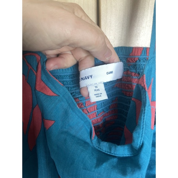 Old Navy Women Maxi Dress Sz XL Smocked Sleeveless Blue Coral Tiered Summer Boho - Picture 3 of 5